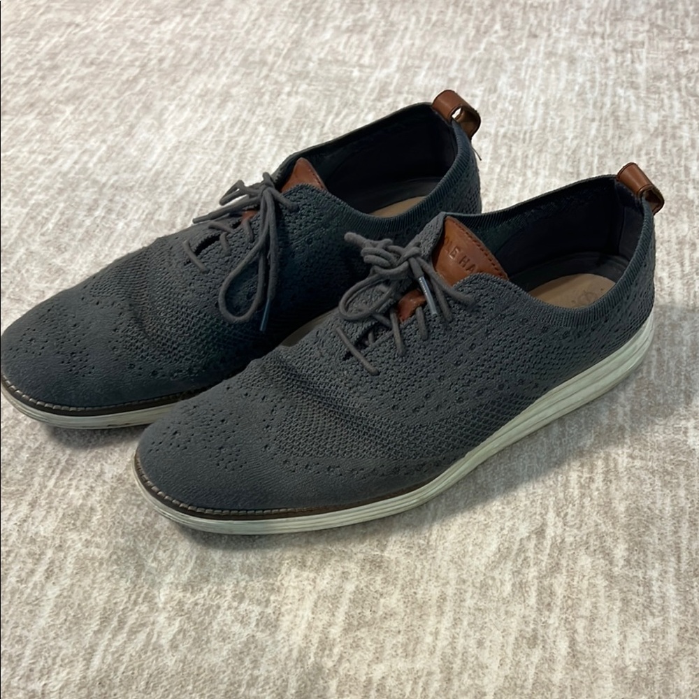 Cole Haan Black Oxford Shoes with Knit Upper